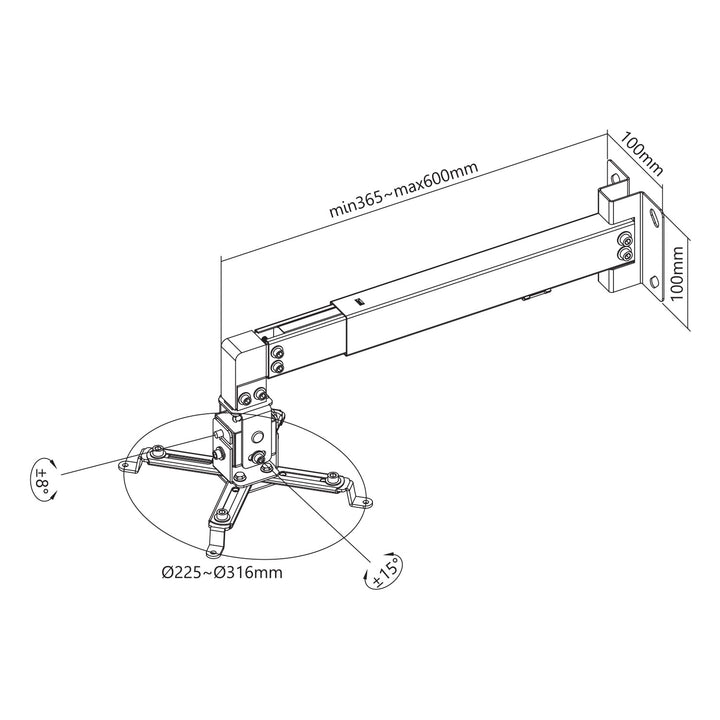 Soporte / colgador de pared para proyector Maclean, negro, hasta 20 kg, MC-205 B
