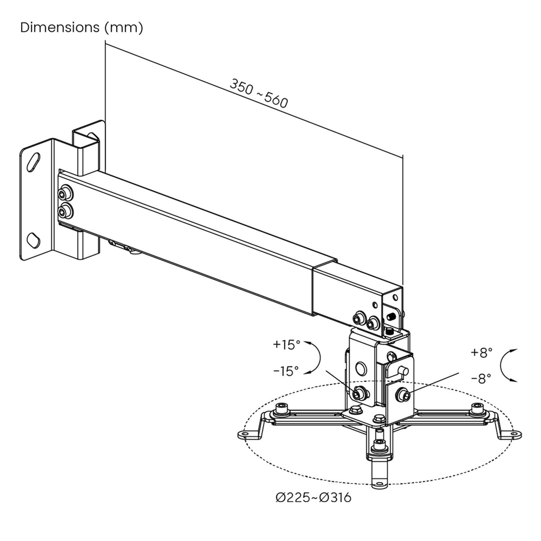 Soporte / colgador universal para proyector Maclean, negro, hasta 20 kg, MC-206 B