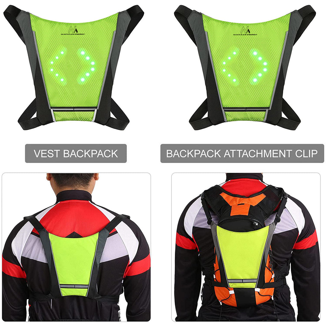 Mochila con señalizador LED, con mando a distancia, resistencia al agua: mando a distancia IPx5, mochila IPX2 + correas deportivas para el teléfono Maclean MC-445