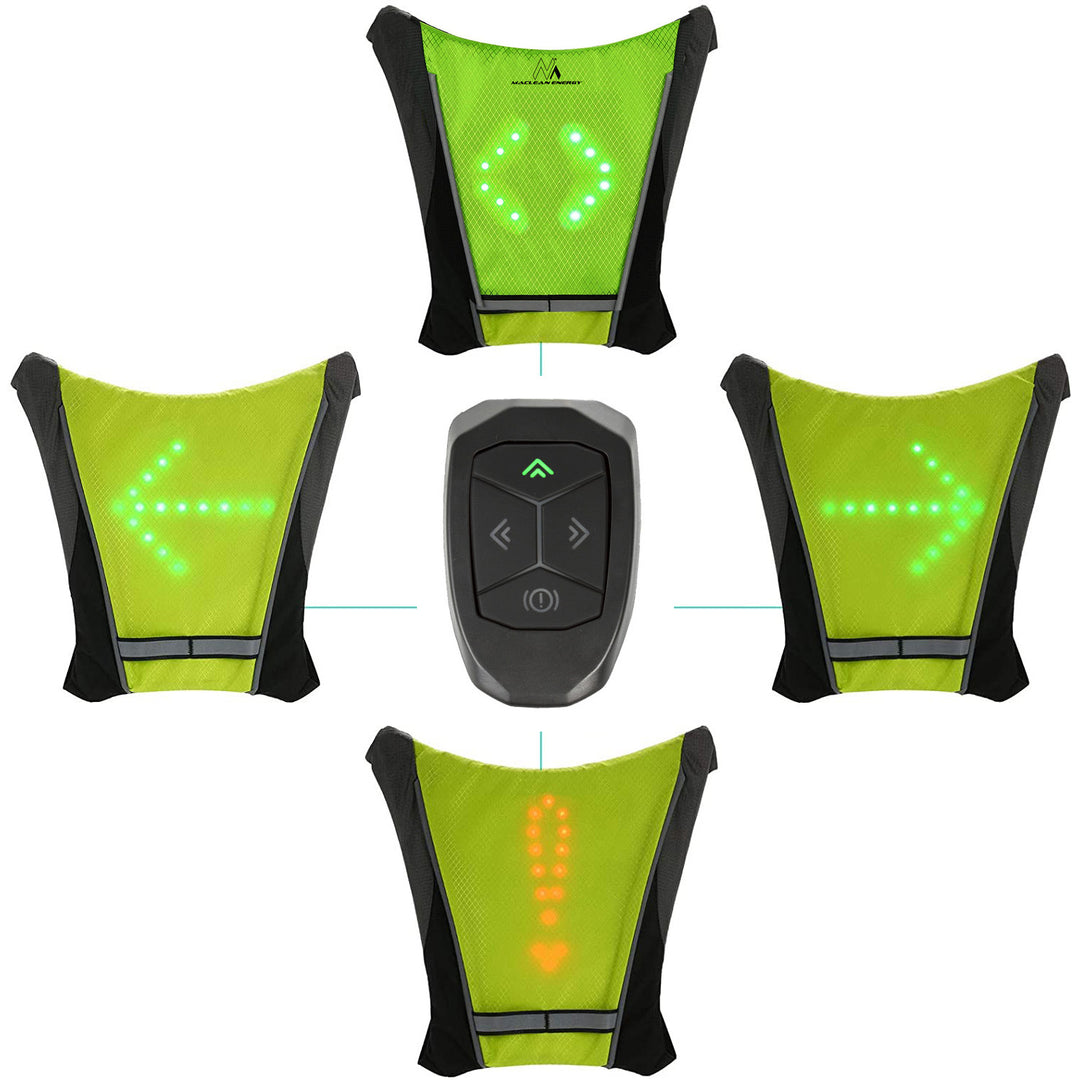Mochila con señalizador LED, con mando a distancia, resistencia al agua: mando a distancia IPx5, mochila IPX2 + correas deportivas para el teléfono Maclean, universales, MC-446