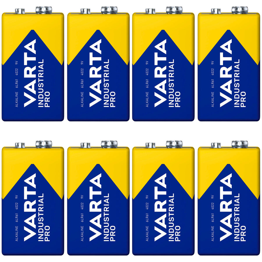 8 pilas R9V R-9 6LR61 9V R-9 alcalinas Varta Industrial Pro