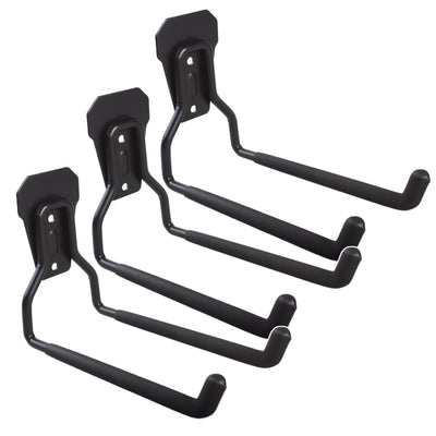 Soporte/colgador de pared Maclean, para neumáticos, herramientas de jardinería, escaleras, mangueras, bicicletas, de acero, carga máxima 35 kg, MC-440, 3 unidades.