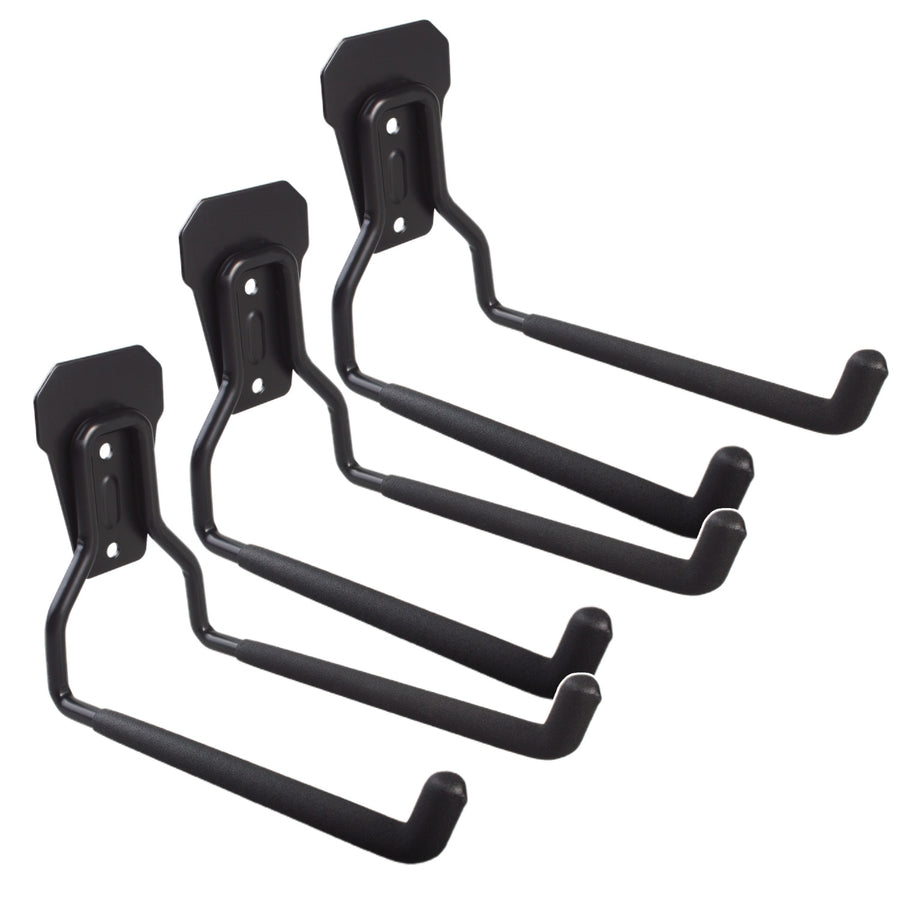 Soporte/colgador de pared Maclean, para neumáticos, herramientas de jardinería, escaleras, mangueras, bicicletas, de acero, carga máxima 35 kg, MC-440, 3 unidades.