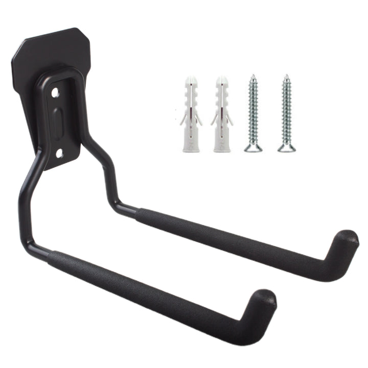 Soporte/colgador de pared Maclean, para neumáticos, herramientas de jardinería, escaleras, mangueras, bicicletas, de acero, carga máxima 35 kg, MC-440, 4 unidades.