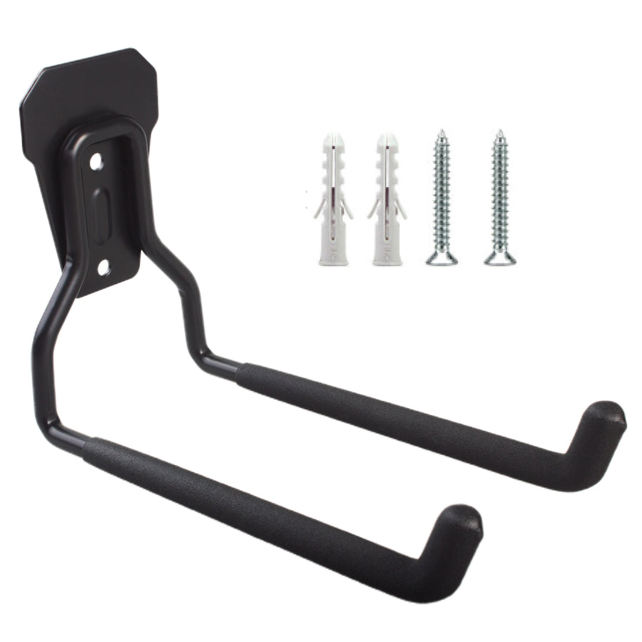 Soporte/colgador de pared Maclean, para neumáticos, herramientas de jardinería, escaleras, mangueras, bicicletas, de acero, carga máxima 35 kg, MC-440, 4 unidades.