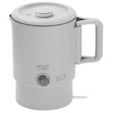 Hervidor eléctrico Adler, para viajes, doble pared, capacidad 0,8 l, potencia máx. 650 W, gris, AD 1388