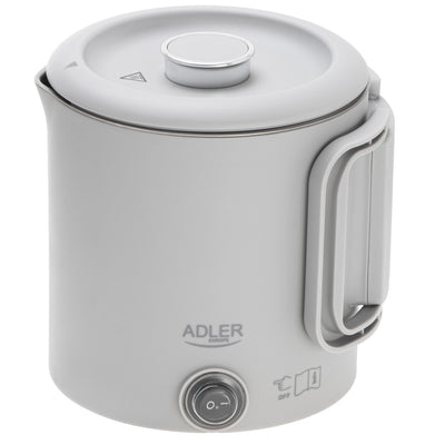 Hervidor eléctrico Adler, para viajes, doble pared, capacidad 0,8 l, potencia máx. 650 W, gris, AD 1388