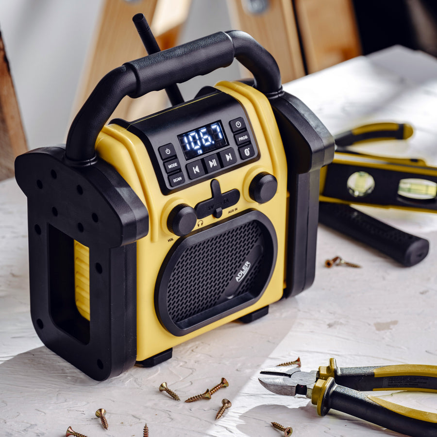 Radio para obras Adler, Bluetooth 5.1, IPX 54, potencia 10 W, AD 1911