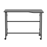 Mesa de trabajo plegable Maclean, negra, con ruedas, 100 x 65 cm, máx. 50 kg, en ángulo, forma de L, MC-1250 L/B