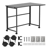 Mesa de trabajo plegable Maclean, negra, con ruedas, 100 x 65 cm, máx. 50 kg, en ángulo, forma de L, MC-1250 L/B