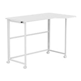 Mesa de trabajo plegable Maclean, blanca, con ruedas, 100 x 65 cm, máx. 50 kg, en ángulo, forma de L, MC-1250 L/W