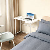 Mesa de trabajo plegable Maclean, blanca, con ruedas, 100 x 65 cm, máx. 50 kg, en ángulo, forma de L, MC-1250 L/W