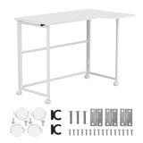 Mesa de trabajo plegable Maclean, blanca, con ruedas, 100 x 65 cm, máx. 50 kg, en ángulo, forma de L, MC-1250 L/W