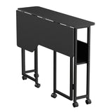 Escritorio/mesita plegable Maclean, negro, con ruedas, 100 x 73 cm, máx. 50 kg, en ángulo, forma de L, MC-126 L/B