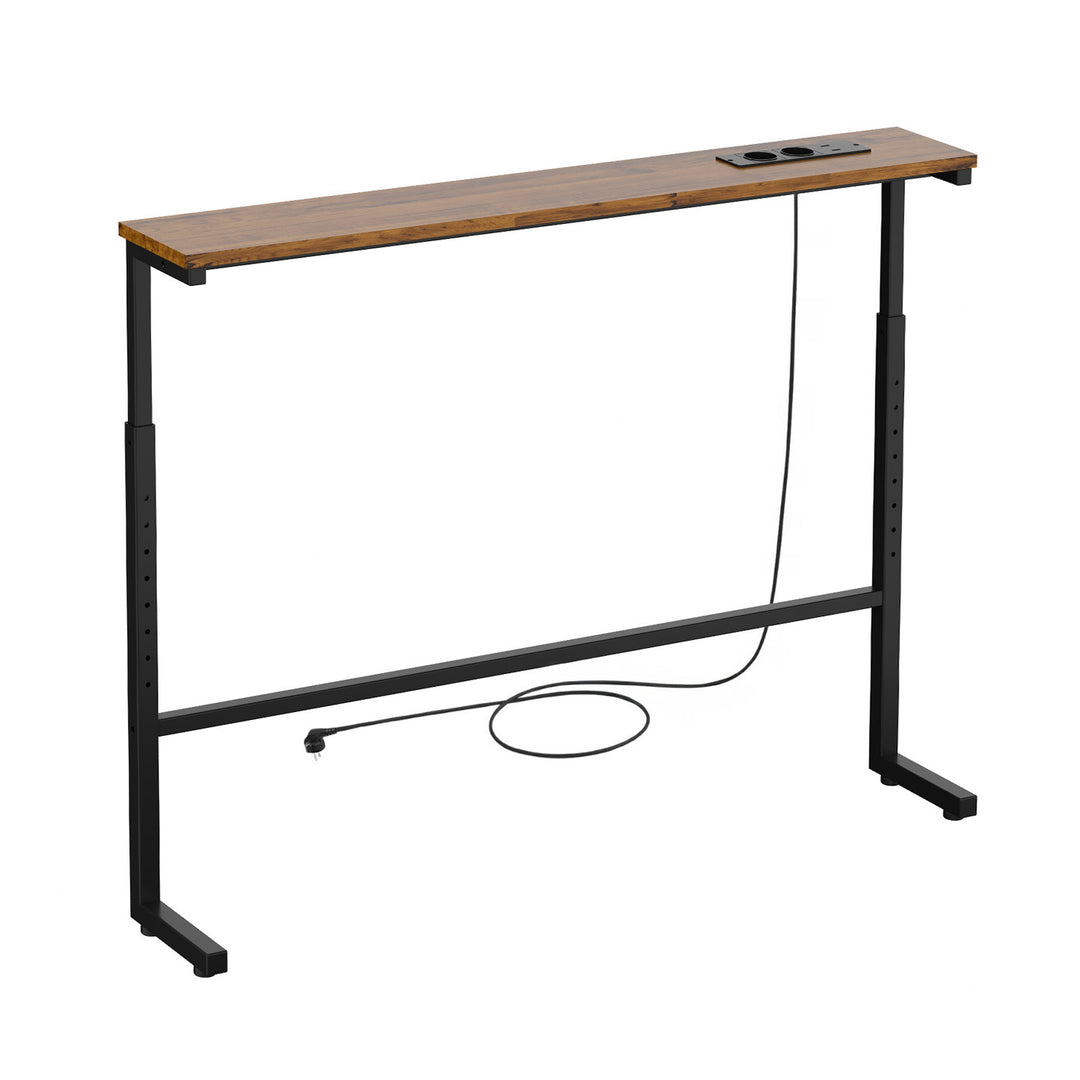 Consola/mesita con regladora de carga Maclean, negra con tablero rústico, altura regulable de 62 a 83 cm, peso máximo de 25 kg, cable de 2,5 m, MC-140 B