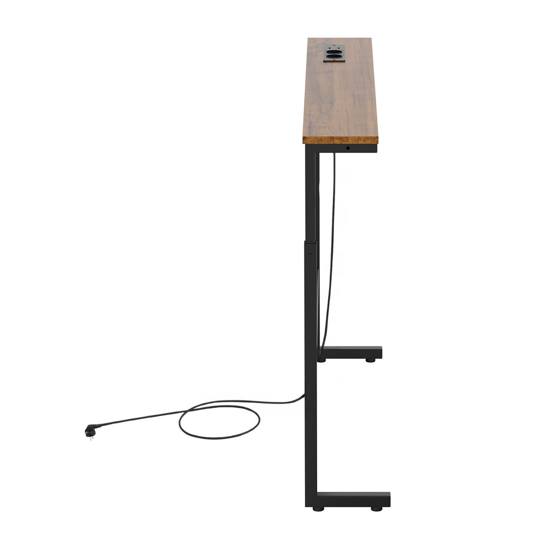 Consola/mesita con regladora de carga Maclean, negra con tablero rústico, altura regulable de 62 a 83 cm, peso máximo de 25 kg, cable de 2,5 m, MC-140 B