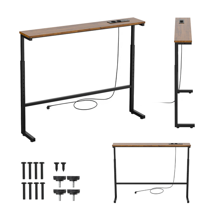 Consola/mesita con regladora de carga Maclean, negra con tablero rústico, altura regulable de 62 a 83 cm, peso máximo de 25 kg, cable de 2,5 m, MC-140 B