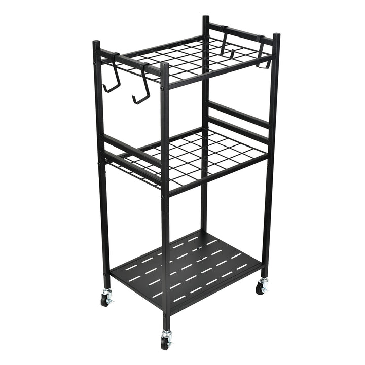 Soporte móvil / carrito para herramientas de jardín Maclean, negro, dimensiones 43 x 30 x 79 cm, máx. 20 kg, MC-138