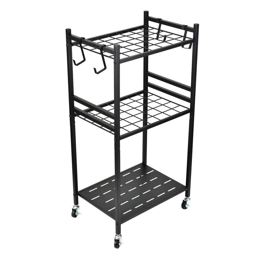 Soporte móvil / carrito para herramientas de jardín Maclean, negro, dimensiones 43 x 30 x 79 cm, máx. 20 kg, MC-138
