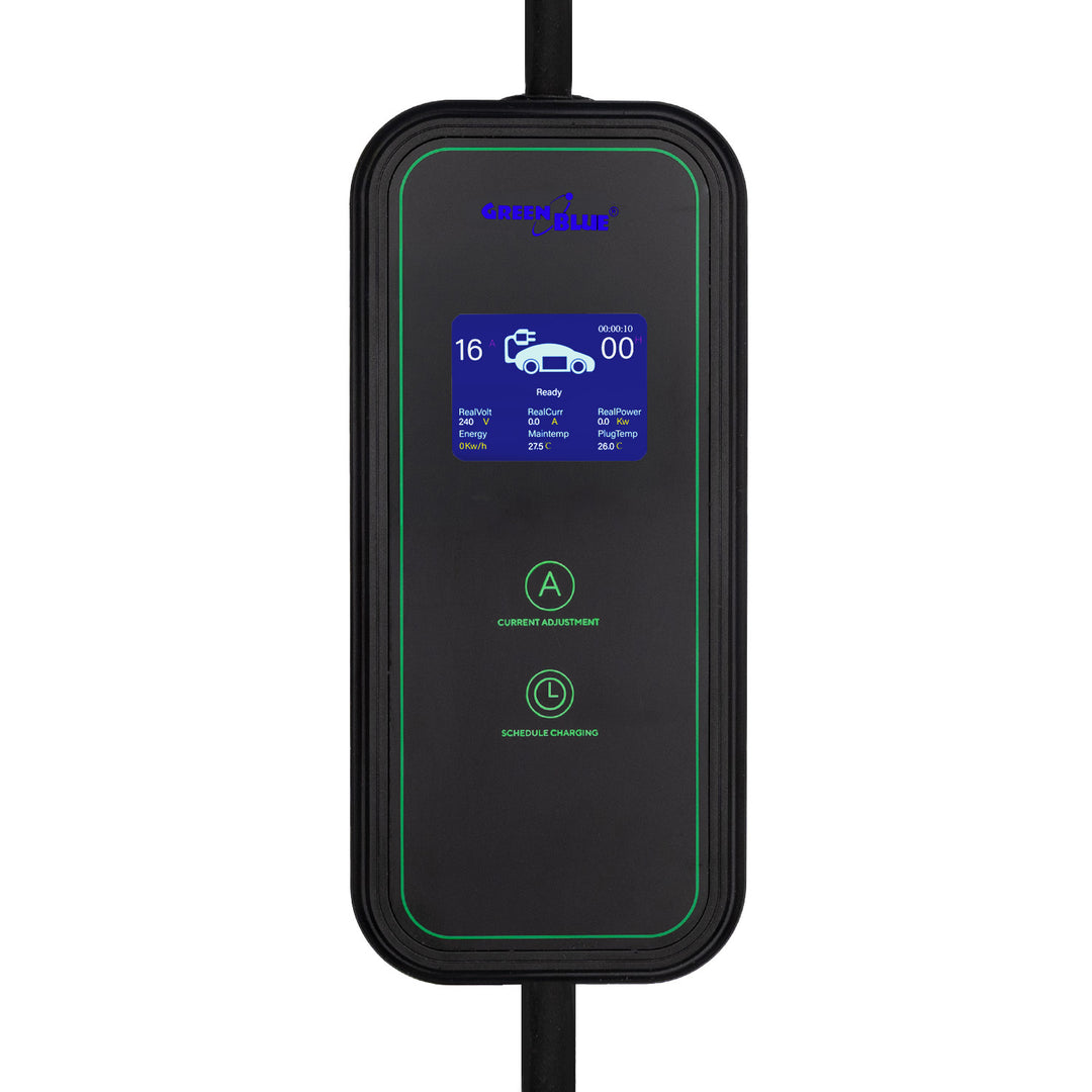 Cargador para vehículos eléctricos (EV) y híbridos enchufados (PHEV) GreenBlue, portátil, tipo 2, longitud del cable: 6,8 m, IP65, 11 kW, 220-380 V CA, 50/60 Hz, 16 A, trifásico, GB1100