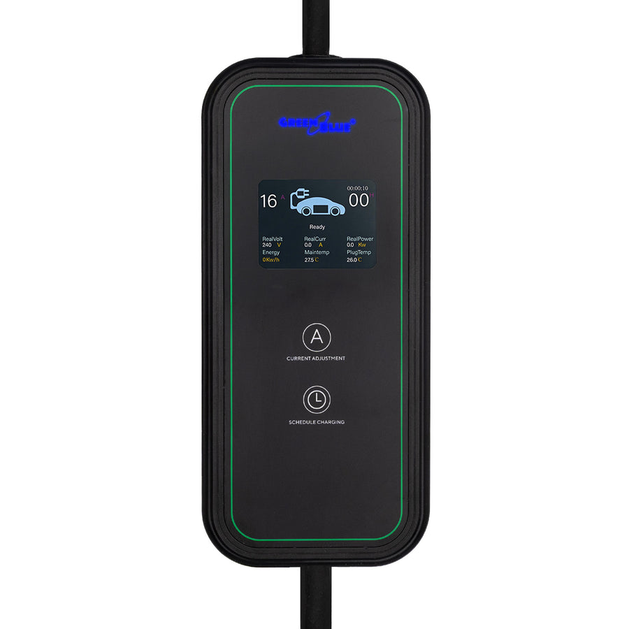 Cargador para vehículos eléctricos (EV) y híbridos enchufados (PHEV) GreenBlue, portátil, tipo 2, longitud del cable: 6,8 m, IP65, 11 kW, 220-380 V CA, 50/60 Hz, 16 A, trifásico, GB1100
