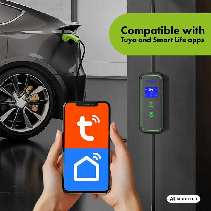 Cargador para vehículos eléctricos (EV) y híbridos enchufados (PHEV) GreenBlue, portátil, tipo 2, longitud del cable: 6,8 m, IP65, 11 kW, 220-380 V CA, 50/60 Hz, 16 A, trifásico, GB1100