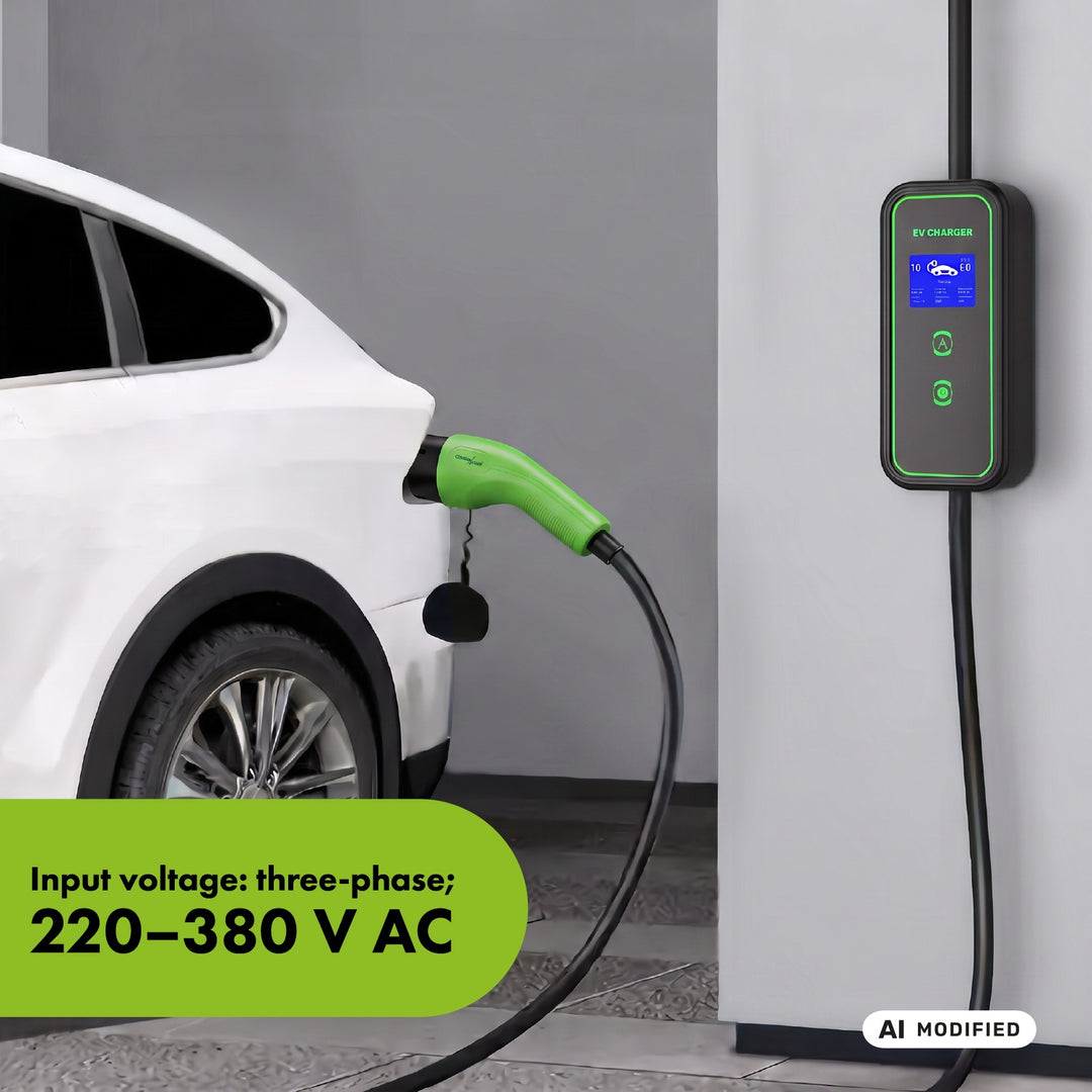 Cargador para vehículos eléctricos (EV) y híbridos enchufados (PHEV) GreenBlue, portátil, tipo 2, longitud del cable: 6,8 m, IP65, 11 kW, 220-380 V CA, 50/60 Hz, 16 A, trifásico, GB1100