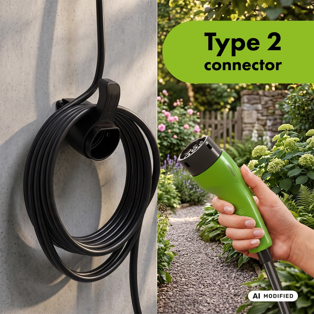 Cargador para vehículos eléctricos (EV) y híbridos enchufados (PHEV) GreenBlue, portátil, tipo 2, longitud del cable: 6,8 m, IP65, 11 kW, 220-380 V CA, 50/60 Hz, 16 A, trifásico, GB1100