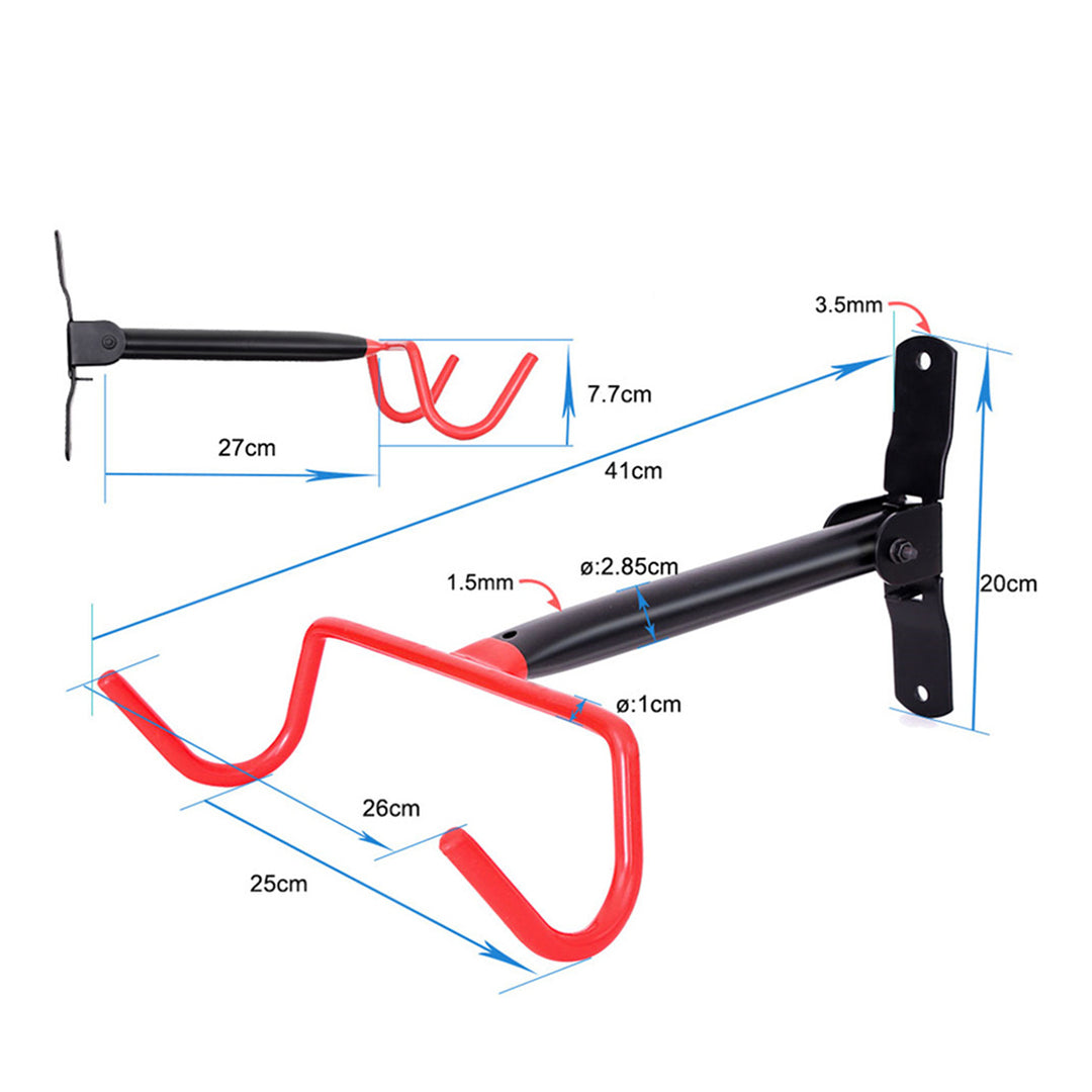 Soporte o colgador de pared para bicicletas Maclean, horizontal, acero, carga máxima de 30 kg, MC-430, 2 unidades