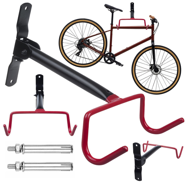 Soporte o colgador de pared para bicicletas Maclean, horizontal, acero, carga máxima de 30 kg, MC-430, 4 unidades