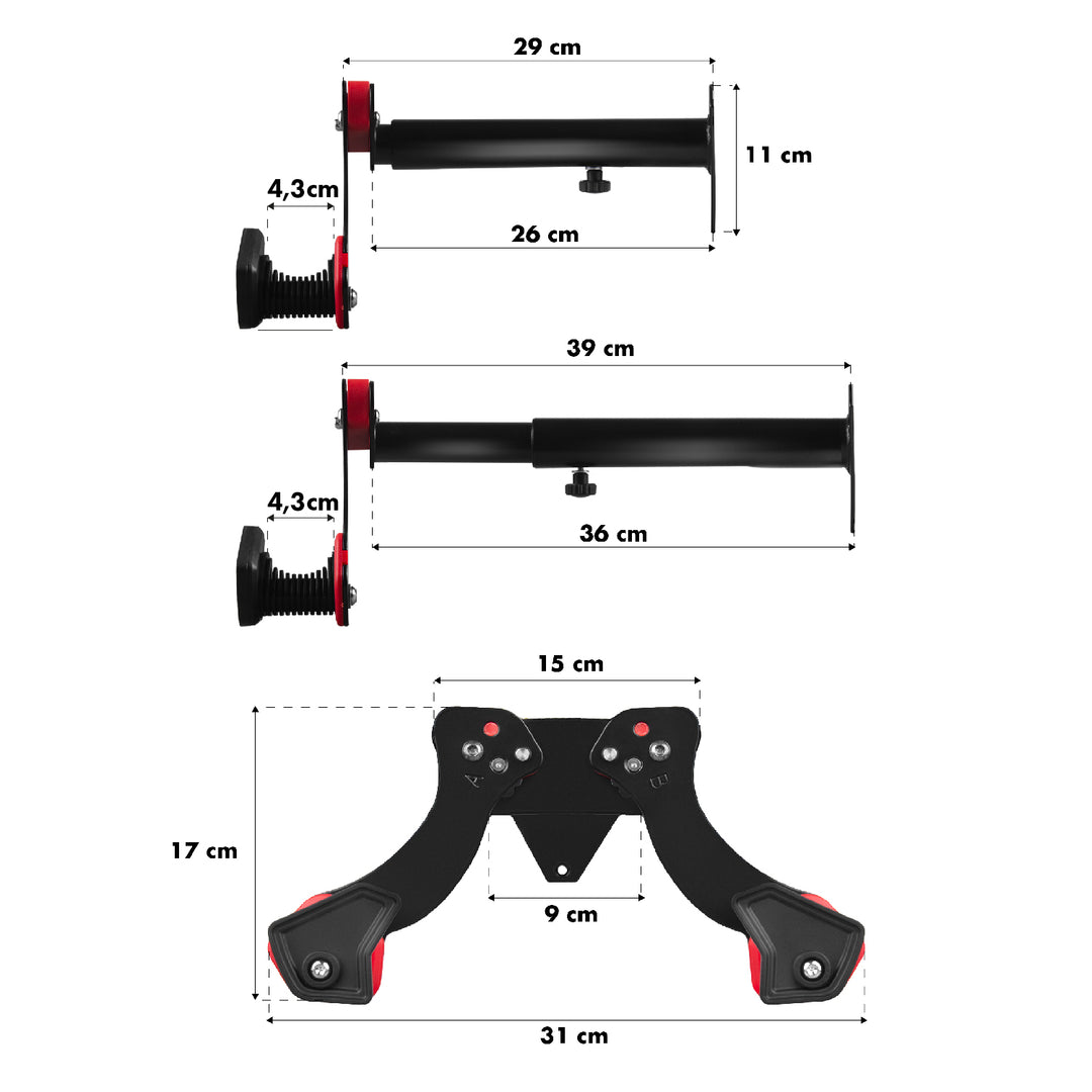 Soporte de pared para bicicletas Maclean, acero, carga máxima de 30 kg, MC-449, 3 unidades