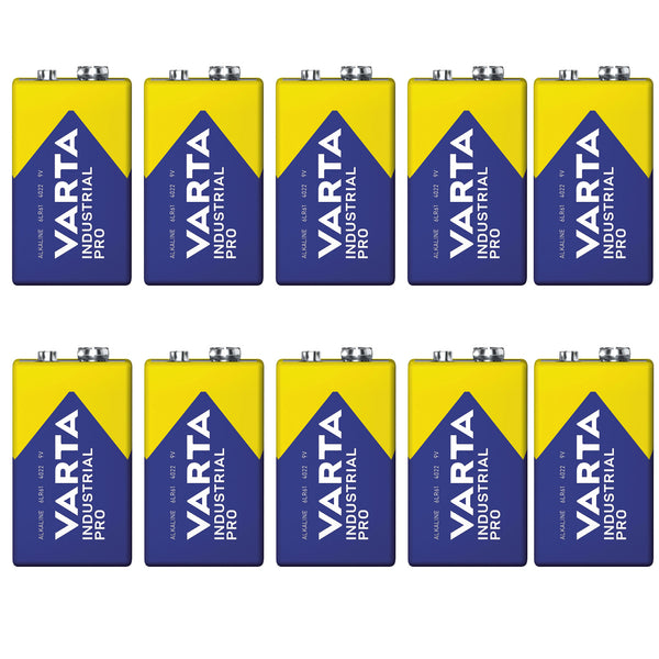 10 pilas R9V R-9 6LR61 9V R-9 alcalinas Varta Industrial Pro