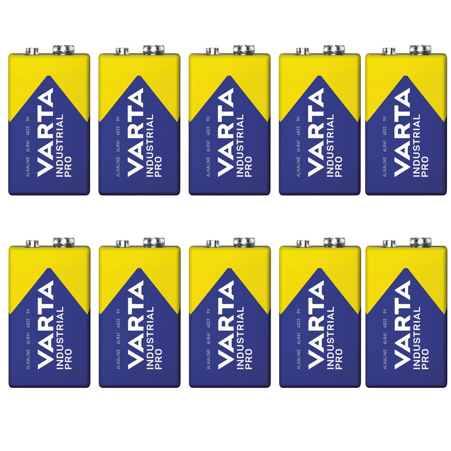10 pilas R9V R-9 6LR61 9V R-9 alcalinas Varta Industrial Pro