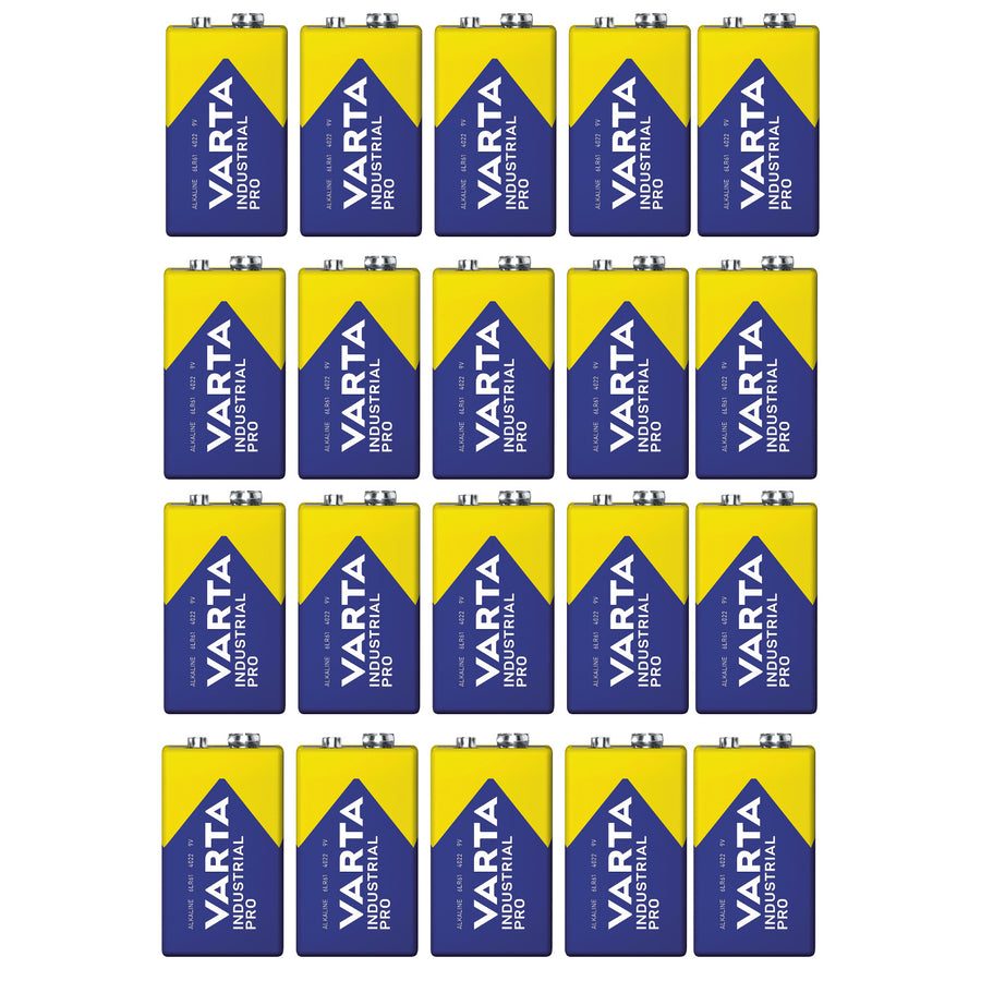 20 pilas R9V R-9 6LR61 de 9 V alcalinas Varta Industrial Pro