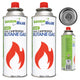 2 cartuchos de gas GreenBlue de 227 g. Certificado: Pi 0875, conforme a la norma EN 417, butano, rango de temperatura de funcionamiento: de -10 °C a +40 °C, GB227