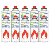10 cartuchos de gas de 227 g GreenBlue. Certificado: Pi 0875, conforme a la norma EN 417, butano, rango de temperatura de funcionamiento: de -10 °C a +40 °C, GB227