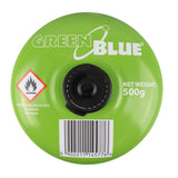 2 cartuchos de gas de 500 g GreenBlue. Certificado: Pi 0437, conforme a la norma EN 417, butano-propano, rango de temperatura de -10 °C a +40 °C, válvula roscada de 7/16'' GB499