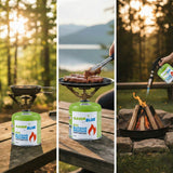 2 cartuchos de gas de 500 g GreenBlue. Certificado: Pi 0437, conforme a la norma EN 417, butano-propano, rango de temperatura de -10 °C a +40 °C, válvula roscada de 7/16'' GB499