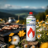 Cartucho de gas GreenBlue de 227 g, 56 unidades. Certificado: Pi 0875, conforme a la norma EN 417, butano, rango de temperatura de funcionamiento: de -10 °C a +40 °C, GB227