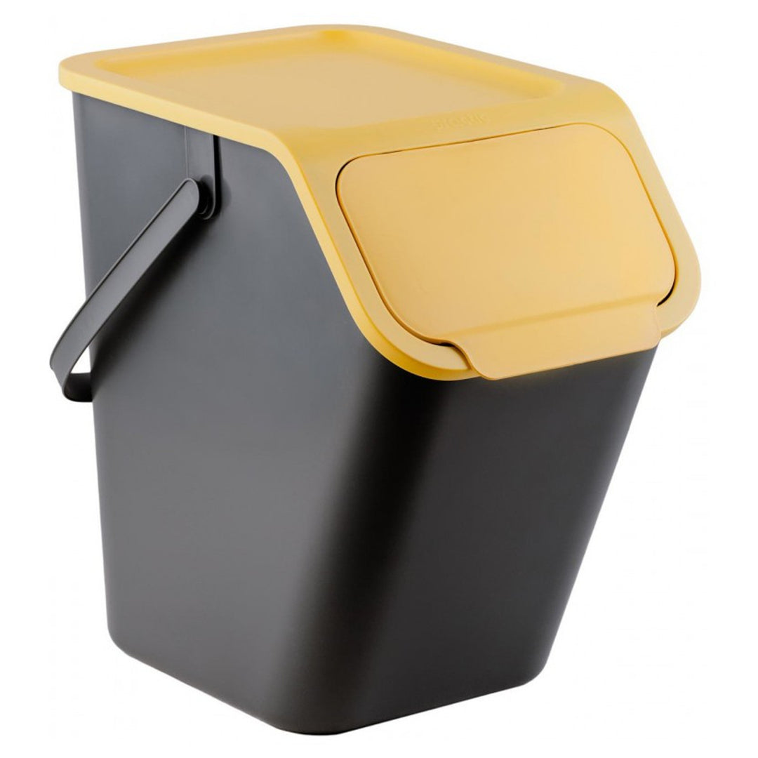 Juego de 4 contenedores negros para la clasificación de residuos BINI con tapas de colores (amarillo/verde/azul/marrón) + 5 filtros de carbón