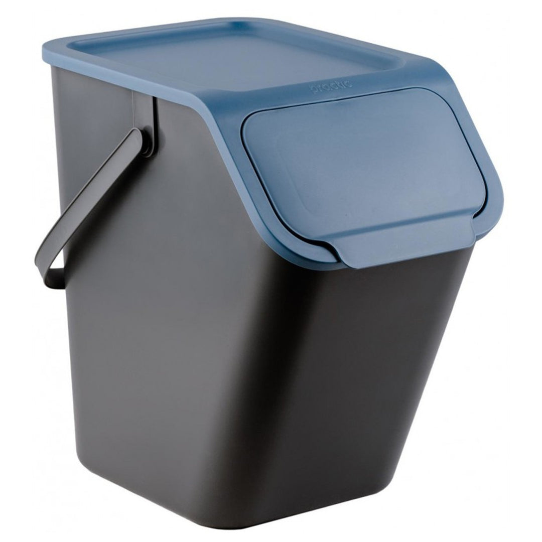 Juego de 4 contenedores negros para la clasificación de residuos BINI con tapas de colores (amarillo/verde/azul/marrón) + 5 filtros de carbón