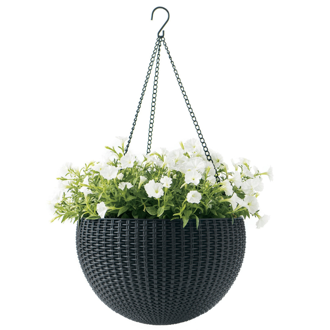 Maceta colgante Keter Sphere Planter, color antracita, 4 unidades