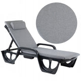 Cojín para tumbona Madera, color gris, tejido S-550 melange, tamaño 190 x 55 cm, sujeción con cinta elástica, impermeable, melange S-23