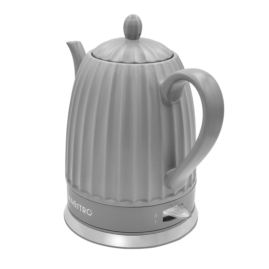 Hervidor eléctrico de cerámica Maestro, color gris, potencia de 1500 W, capacidad de 1,5 l, base giratoria, indicador de nivel de agua, cable de alimentación de 65 cm, MR-077