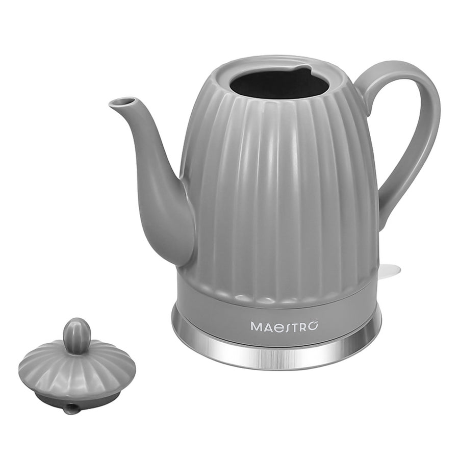 Hervidor eléctrico de cerámica Maestro, color gris, potencia de 1500 W, capacidad de 1,5 l, base giratoria, indicador de nivel de agua, cable de alimentación de 65 cm, MR-077