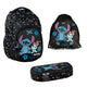Set escolar Stitch Paso, mochila con tres compartimentos, compartimento para el portátil y base reforzada, estuche con gomas elásticas para el material escolar, bolsa para zapatos que se puede llevar a la espalda, DS26MM