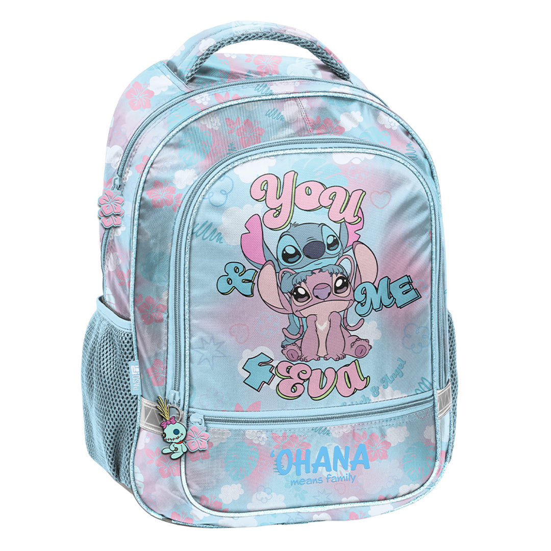 Set escolar Stitch Paso, mochila con dos compartimentos, elementos reflectantes y espalda reforzada, estuche sin material y con asas para los utensilios, bolsa para zapatos que se puede llevar a la espalda, DS26WW