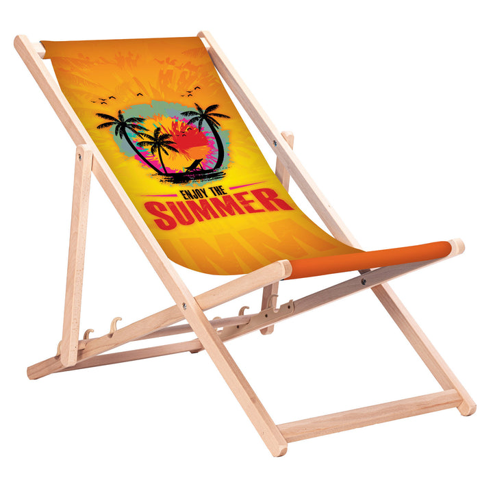 Tumbona clásica de haya GreenBlue GB183 con el estampado «Enjoy The Summer»
