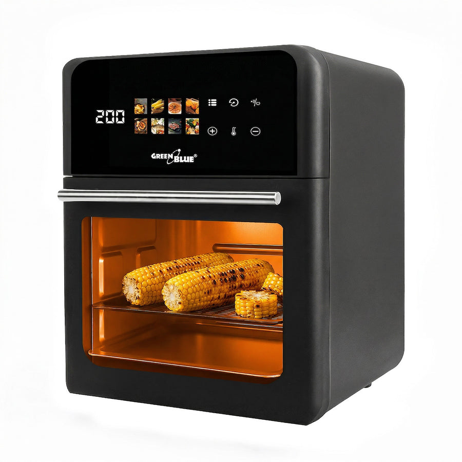 Freidora sin aceite AIR FRYER de GreenBlue, 1800 W de potencia, capacidad de 10 l, 8 programas, accesorios, temporizador, GB950 + termómetro/sonda para alimentos, GreenBlue GB178