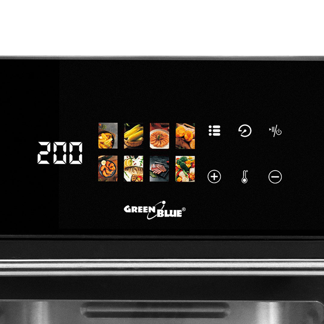 Freidora sin aceite AIR FRYER de GreenBlue, 1800 W de potencia, capacidad de 10 l, 8 programas, accesorios, temporizador, GB950 + termómetro/sonda para alimentos, GreenBlue GB178